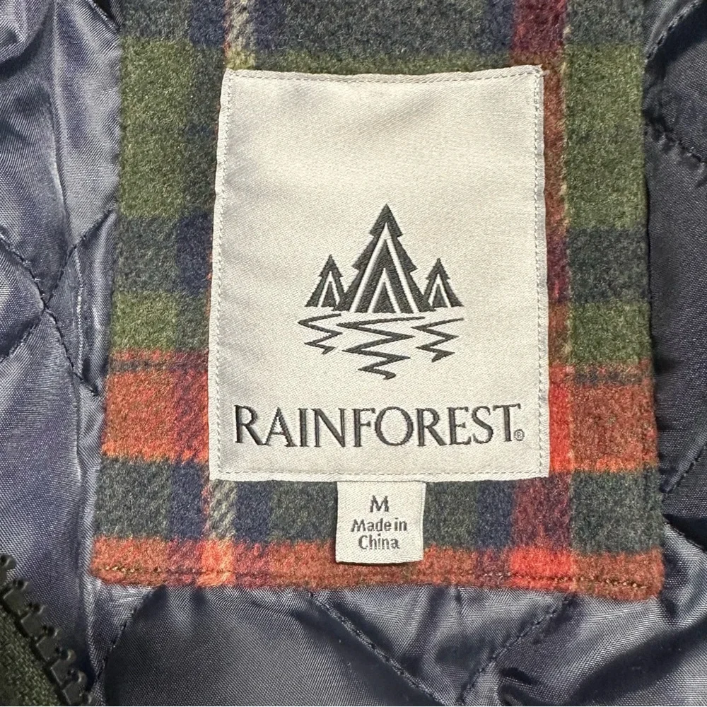 Men’s Sherpa Lined Plaid Flannel Jacket Rainforest Medium M
